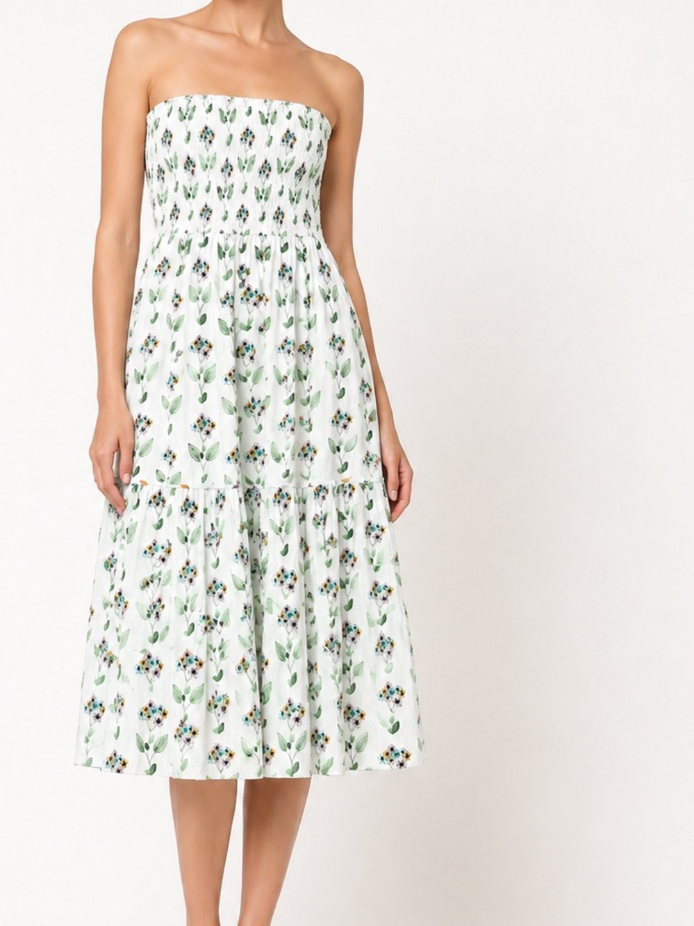Olivia James The Label Dress Izzy Smocked Strapless Summer Cotton